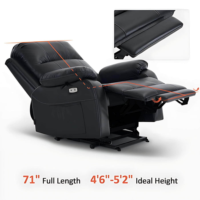 MCombo Power Lift Recliner Chair R7410 in Black Reclining