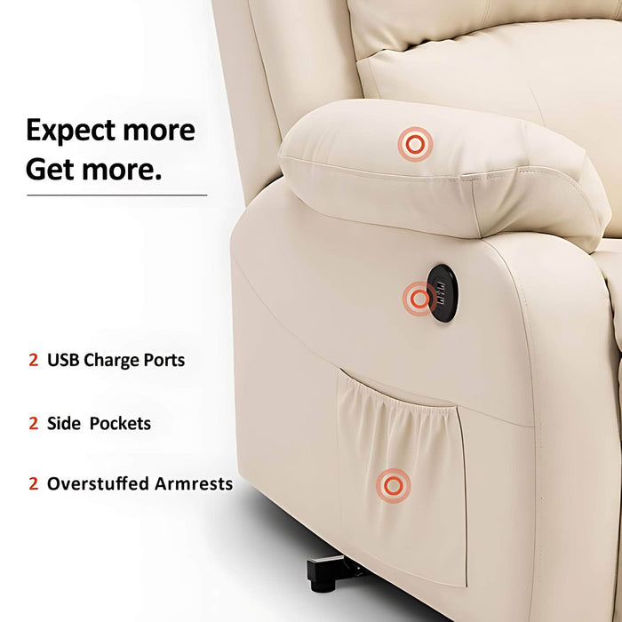 MCombo Power Lift Recliner Chair 7409 in Cream White Expect More Get More