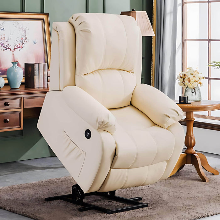 MCombo Power Lift Recliner Chair 7409 in Cream White in Room Standing