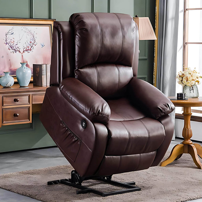 MCombo Power Lift Recliner Chair 7409 in Dark Brown in Room Standing