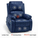 MCombo Power Lift Recliner Chair 7409 in Navy Blue Lumbar Heat and 8 Vibrating Nodes with 4 ft 6 to 5 ft 2 Ideal Height