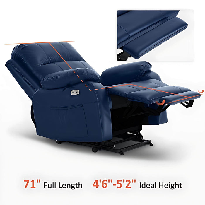 MCombo Power Lift Recliner Chair R7410 in Navy Blue 71 inch full length and 4 ft 6 to 5 ft 2 ideal height