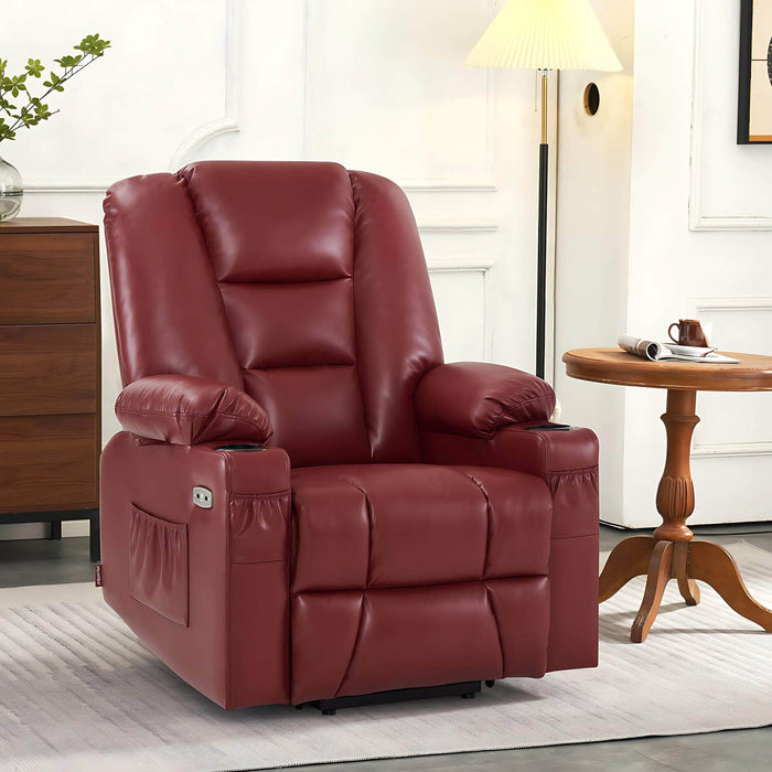 MCombo Medium Power Lift Recliner Chair 7519 Faux Leather in Red Color in Room