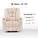 MCombo Small Power Lift Recliner Chair 7569 Faux Leather in Cream White Color Seat Measurements