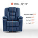 MCombo Small Power Lift Recliner Chair 7569 Faux Leather in Navy Blue Color Seat Measurements