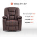 MCombo Small Power Lift Recliner Chair 7569 Faux Leather in Light Brown Color Seat Measurements