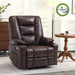 MCombo Large-Wide Power  Lift Recliner Chair 6160-R7541 Faux Leather in Dark Brown Color in Room