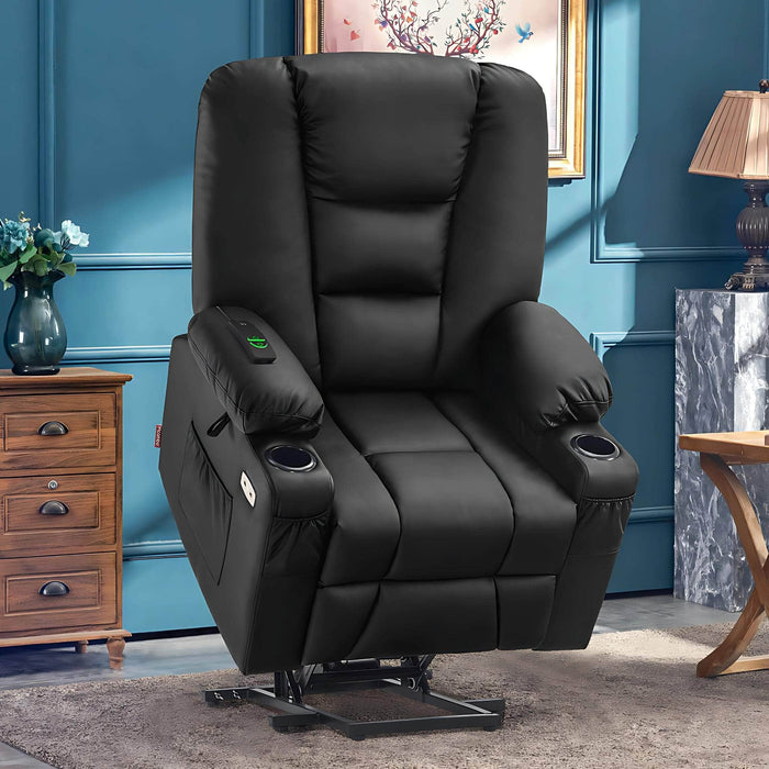 MCombo Large-Regular Power Lift Recliner Chair _7539 Faux Leather in Black Color in Room