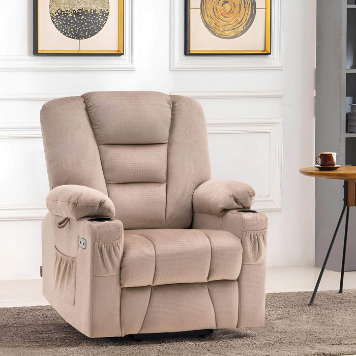 MCombo Small-Regular 7569 Power Lift Recliner Chair in Beige in Room