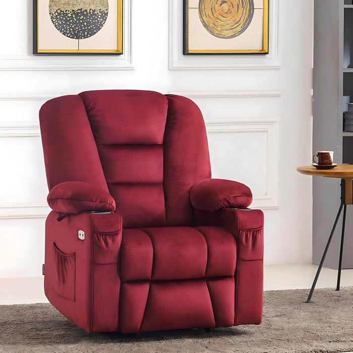 MCombo Small-Regular 7569 Power Lift Recliner Chair in Burgundy Color in Room