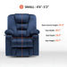 MCombo Small-Regular 7569 Power Lift Recliner Chair in Navy Blue Color Size