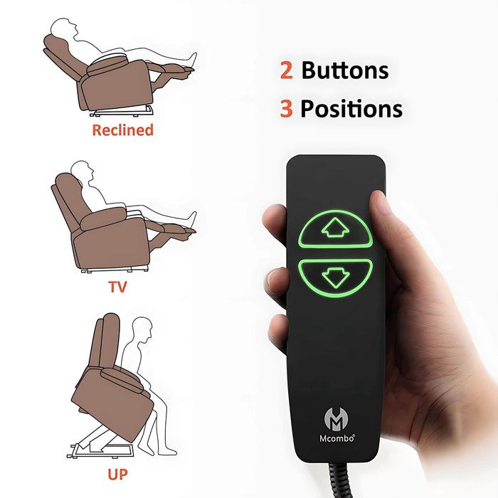 MCombo Medium-Regular 7529 Power Lift Recliner Chair 2 Buttons 3 Positions