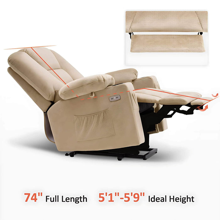 MCombo Medium-Regular 7529 _Power Lift Recliner Chair in Beige Color Full Length and Ideal Height