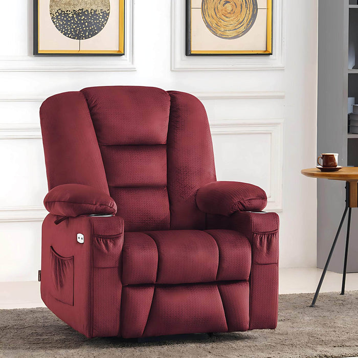 MCombo Medium-Regular 7529 Power Lift Recliner Chair in Burgundy Color in Room