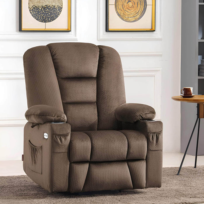 MCombo Large-Regular 7549 Power Lift Recliner Chair in Brown Color in Room