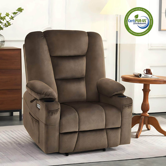 MCombo Large-Wide R7541 Power Lift Recliner Chair in Brown Color in Room