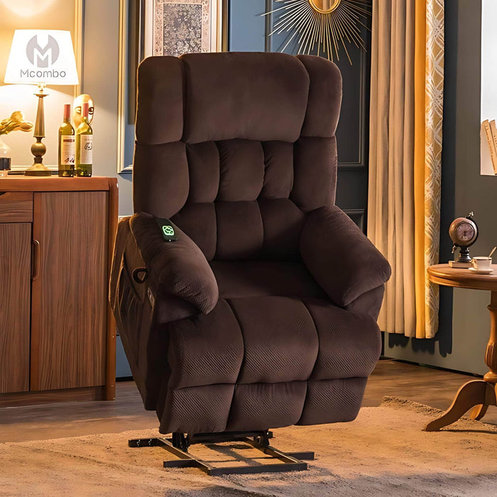 MCombo Power Lift Recliner Chair 7533 Fabric Material in Brown in Living Room