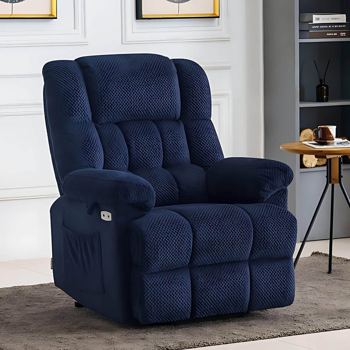 MCombo Power Lift Recliner Chair 7533 Fabric Material in Navy Blue in Room