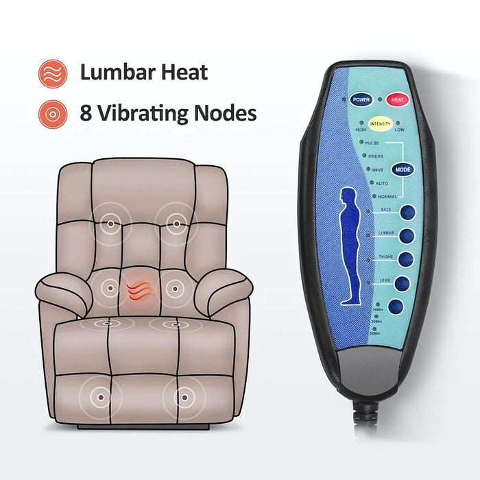 MCombo Power Lift Recliner Chair 7533 Lumbar Heat and 8 Vibrating Nodes