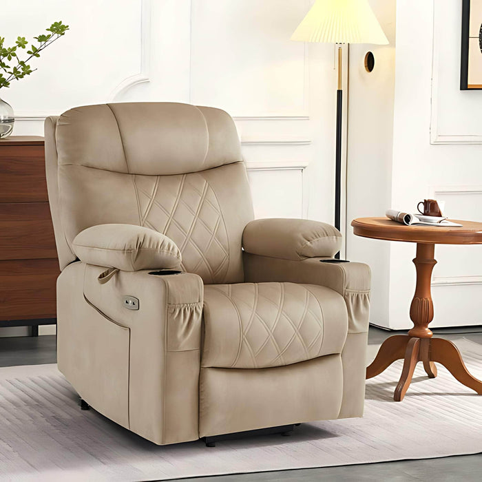 MCombo Small Dual Motor Power Lift Recliner Chair 7222 in Beige Color in Room