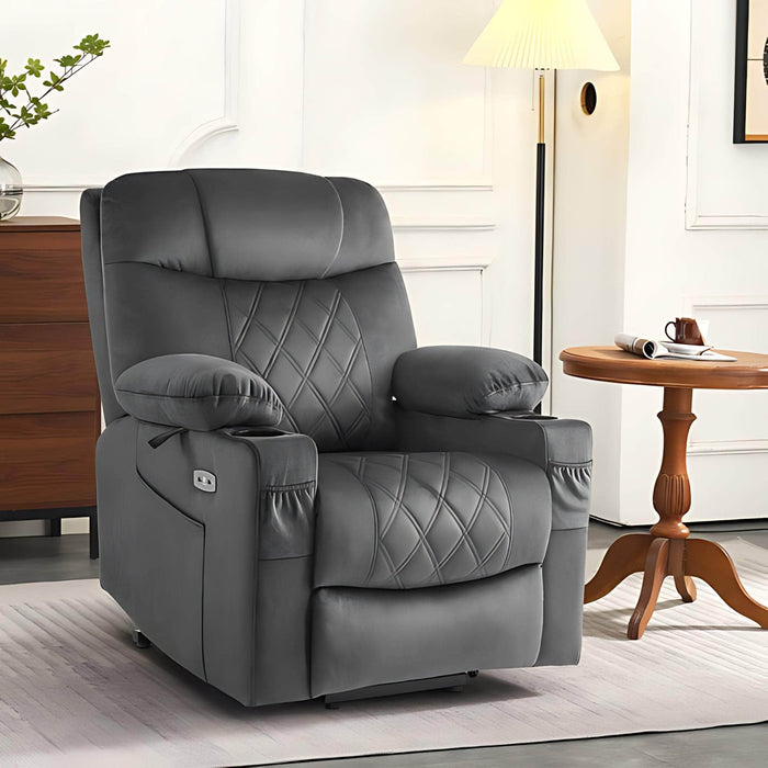 MCombo Small Dual Motor Power Lift Recliner Chair 7222 in Dark Grey Color in Room