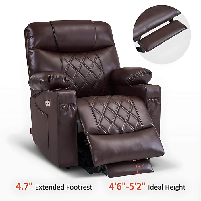 MCombo Small Electric Power Lift Recliner Chair 7111 in Dark Brown 4.7 inches extended footrest and 4 ft 6 to 5 ft 2 Ideal Height