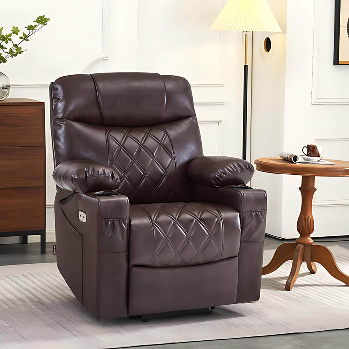 MCombo Small Electric Power Lift Recliner Chair 7111 in Dark Brown in Room