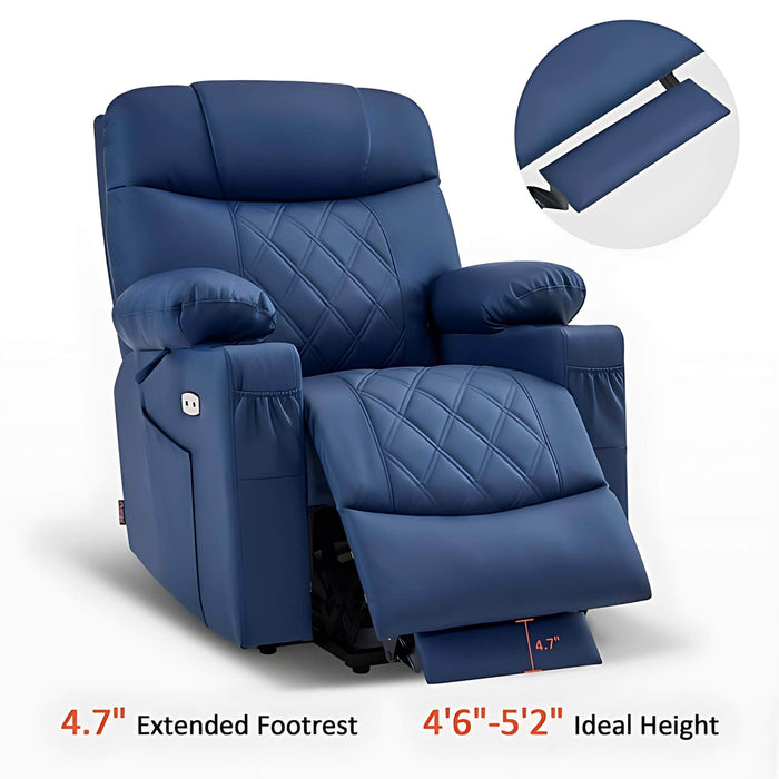 MCombo Small Electric Power Lift Recliner Chair 7111 in Blue with 4.7 inches Extended Footrest and 4 ft 6 to 5 ft 2 Ideal Height