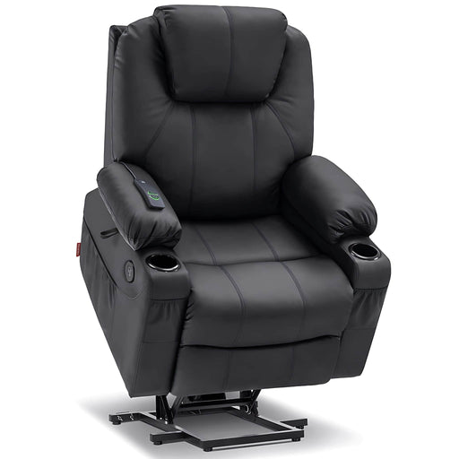 MCombo Medium-Size Power Lift Recliner Chair 7040 Faux Leather in Black Color