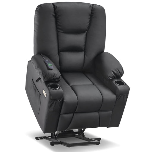 MCombo Medium Power Lift Recliner Chair 7519 Faux Leather in Black Color