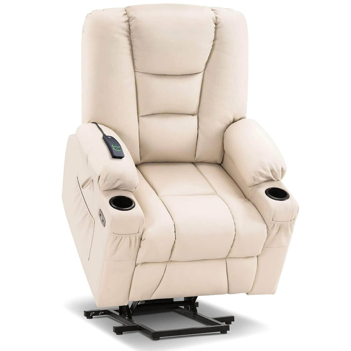 MCombo Medium Power Lift Recliner Chair 7519 Faux Leather in Cream White Color