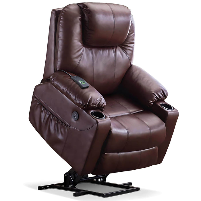 MCombo Medium-Size Power Lift Recliner Chair 7040 Faux Leather in Dark Brown Color