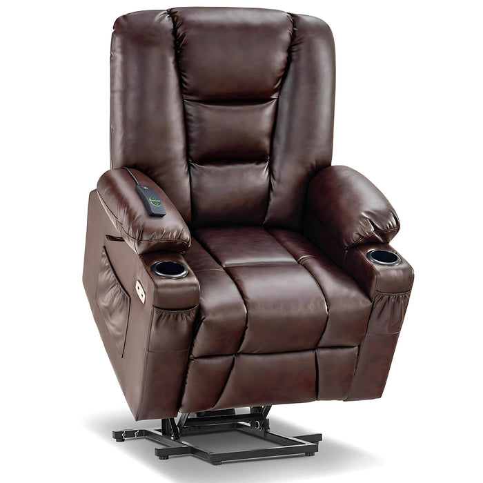 MCombo Medium Power Lift Recliner Chair 7519 Faux Leather in Dark Brown Color