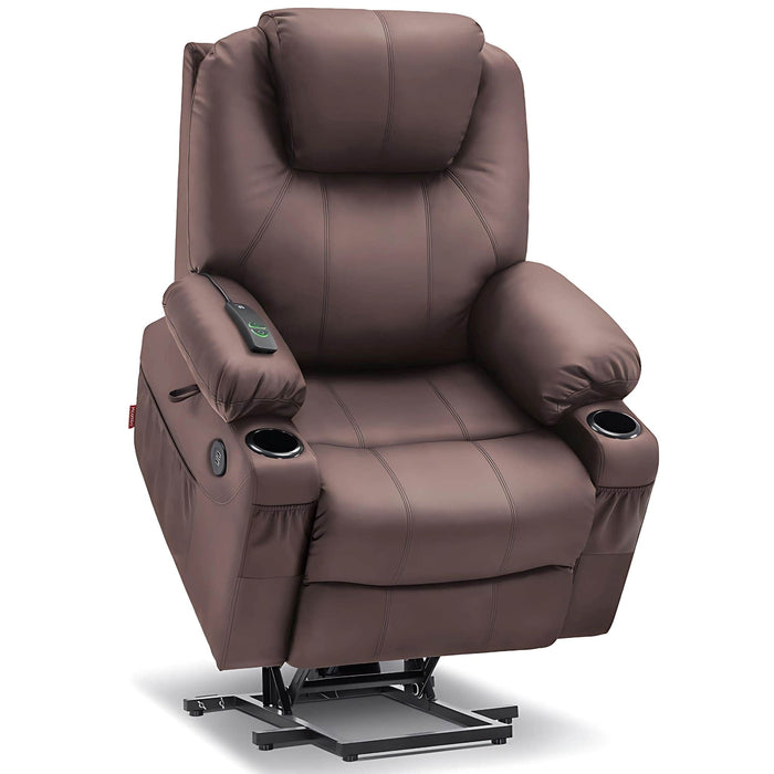 MCombo Medium-Size Power Lift Recliner Chair 7040 Faux Leather in Light-Brown Color