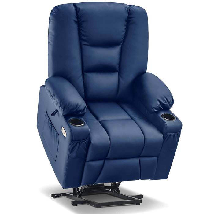 MCombo Medium Power Lift Recliner Chair 7519 Faux Leather in Navy Blue Color