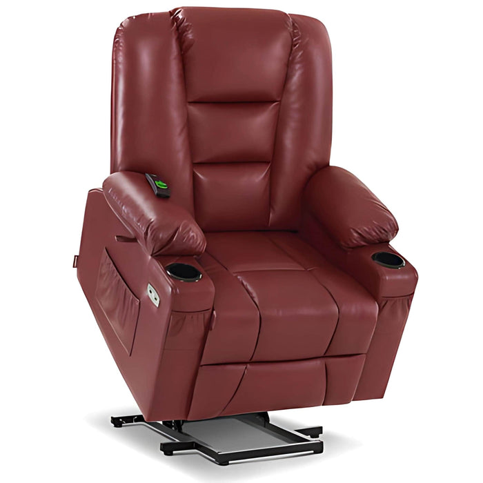 MCombo Medium Power Lift Recliner Chair 7519 Faux Leather in Red Color