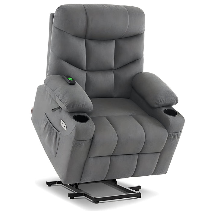 MCombo Medium-Regular Power Lift Recliner Chair 7287 Series in Dark Grey Color