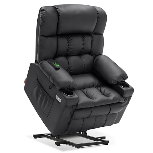 MCombo Medium-Regular Dual Motor Power Lift ReclinerChair Faux Leather 7890 in Black Color