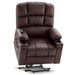 MCombo Dual Motor Medium-Regular 7679 Power Lift Recliner Chair Faux Leather in Dark Brown Color