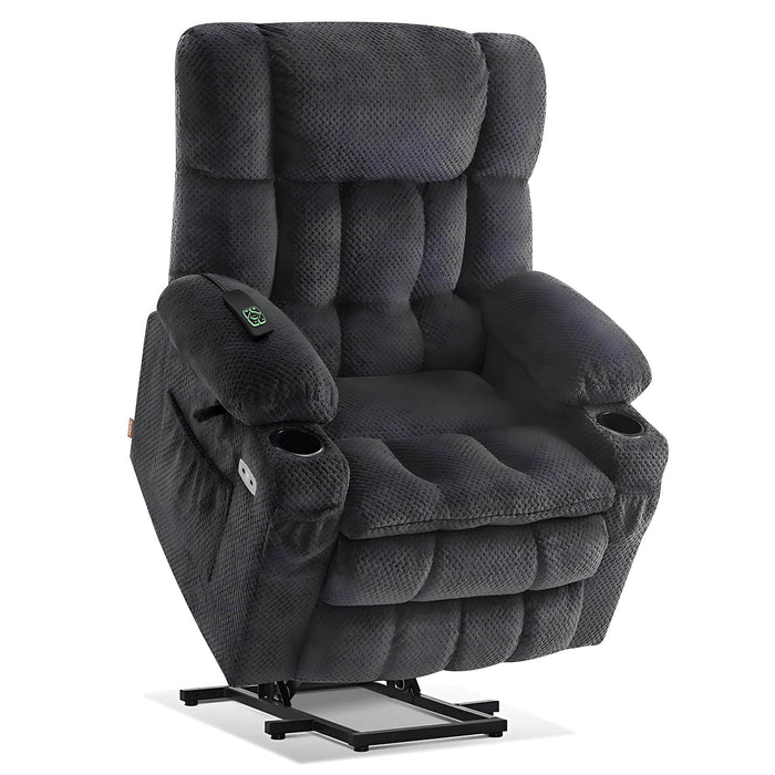 MCombo Medium-Regular Dual Motor Power Lift ReclinerChair Fabric 7890 in Dark Grey Color