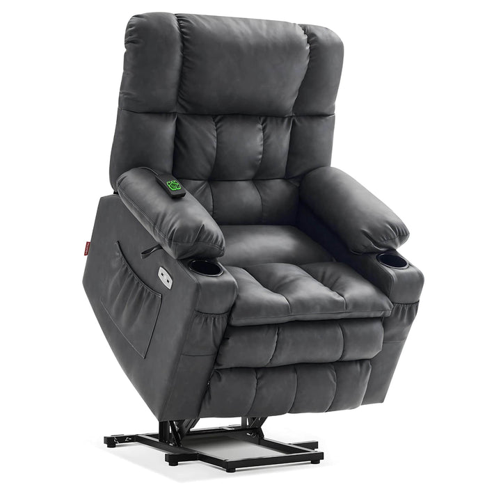 MCombo Medium-Regular Dual Motor Power Lift Recliner Chair Faux Leather 7890 in Grey Color