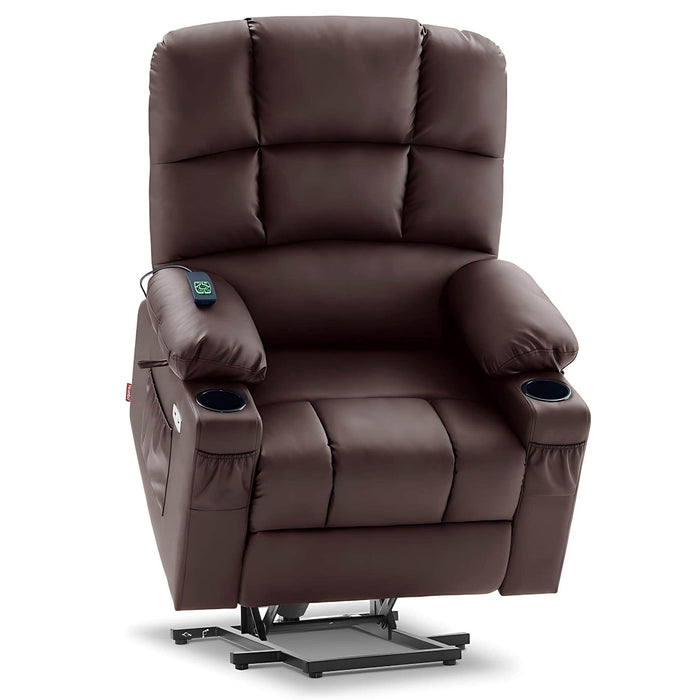 MCombo Dual Motor Medium-Regular 7679 Power Lift Recliner Chair Faux Leather in Light Brown  Color