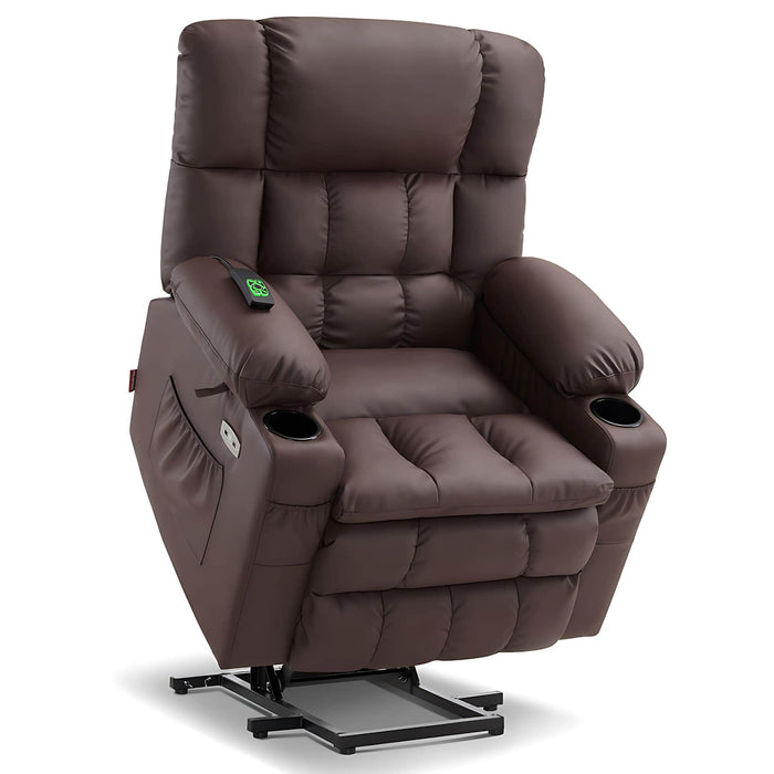 MCombo Medium-Regular Dual Motor Power Lift Recliner Chair Faux Leather 7890 in Light Brown Color