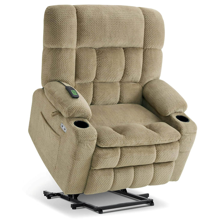 MCombo Dual Motor Medium-Wide Size R7897 Power Lift Recliner Chair Fabric in Beige Color