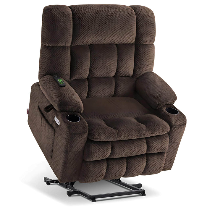 MCombo Dual Motor Medium-Wide Size R7897 Power Lift Recliner Chair Fabric in Coffee Color