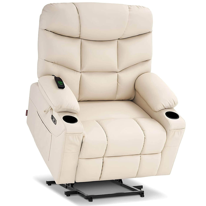 MCombo Medium-Wide Power Lift Recliner Chair R7289 in Cream White Color