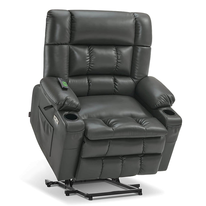 MCombo Medium-Wide Dual Motor Power Lift Recliner Chair Faux Leather R7897 in Grey Color