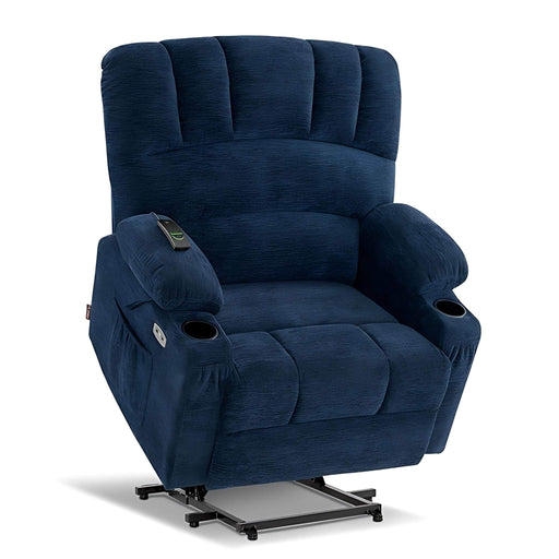 MCombo R7092 Large-Wide Power Lift Recliner Chair Fabric 7095 Series in Navy Blue