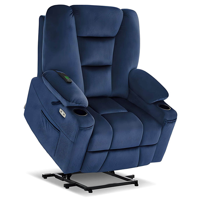 MCombo Small-Wide 6160-R7561 Power Lift Recliner Chair in Navy Blue Color