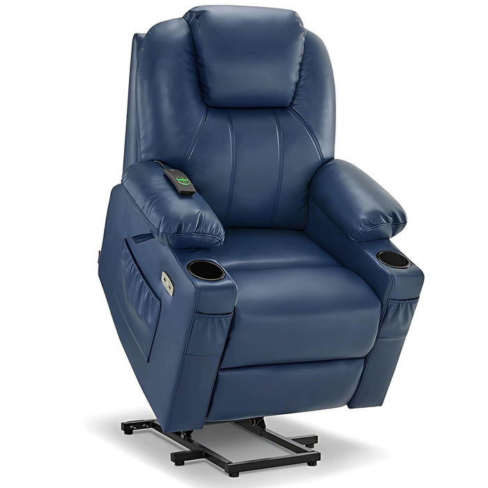 MCombo Small Size 7141 Power Lift Recliner Chair 7040 Series Faux Leather in Blue Color